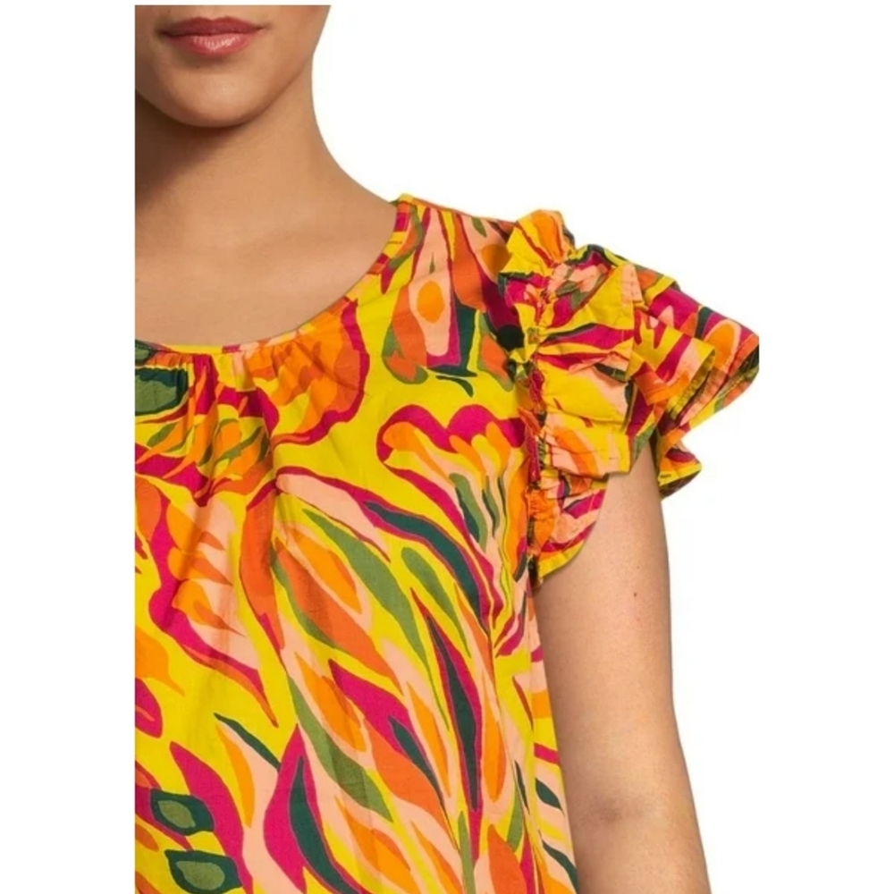 Terra & Sky Ruffle Sleeve Top Multicolor Size 3X (24W-26W) - Picture 3 of 15